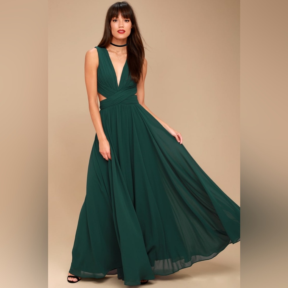 NWOT Vivid Imagination Forest Green Cutout Maxi Dress